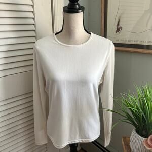 Emanuel Ungaro Top Womens Large White Stretch Jersey Minimalist Capsule Wardrobe